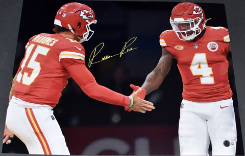 RASHEE RICE SIGNED AUTOGRAPHED KANSAS CITY CHIEFS 16x20 PHOTO W/ PATRICK MAHOMES