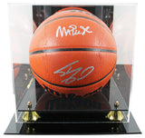 Magic Johnson & Shaquille O'Neal Signed Wilson Basketball Silver Sig w/ Case BAS