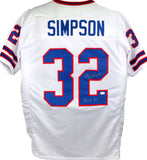 OJ Simpson Autographed White Pro Style Jersey w/ HOF- JSA W *Silver