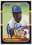 Ruben Sierra Signed Rangers 1987 Donruss RC Baseball Card #346 - (SCHWARTZ COA)