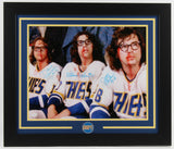 David Hanson + Steve & Jeff Carlson Signed Chiefs "Slap Shot" 28x24 Framed Photo