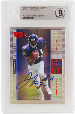 Jamal Lewis Autographed Ravens 2000 Upper Deck RC Card #117 - (Beckett)