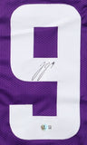 J J McCarthy Twice Signed Minnesota Vikings Jersey (Beckett) Front and Back