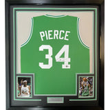 Framed Autographed/Signed Paul Pierce 35x39 Boston Green Jersey Beckett BAS COA