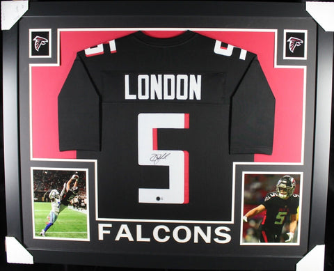 DRAKE LONDON (Falcons black SKYLINE) Signed Autographed Framed Jersey Beckett