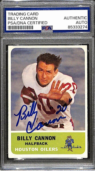 Billy Cannon Signed/Autographed 1962 Fleer #47 Oilers LSU PSA/DNA 190919