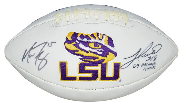 MATT FLYNN & JACOB HESTER AUTOGRAPHED LSU TIGERS WHITE LOGO FOOTBALL JSA