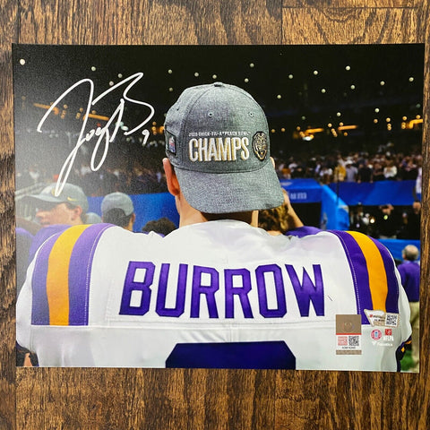 JOE BURROW AUTOGRAPHED SIGNED 8x10 LSU TIGERS CHAMPS PHOTOGRAPH FANATICS BENGALS