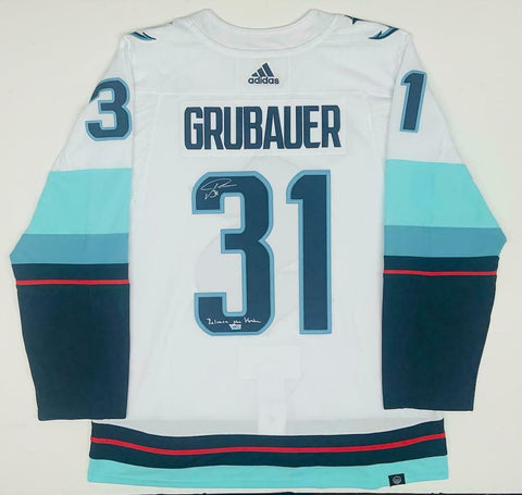 PHILIPP GRUBAUER Autographed Release The Kraken Authentic White Jersey FANATICS