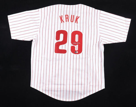 John Kruk Signed Philidelphia Phillies Pinstriped Jersey (Beckett) 3xAll Star 1B