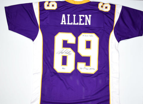 Jared Allen Autographed Purple Pro Style Jersey w/ 2 Inscriptions-Beckett W Holo