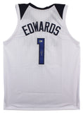 Anthony Edwards Authentic Signed White Pro Style Jersey Autographed BAS