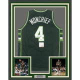 FRAMED Autographed/Signed SIDNEY MONCRIEF 33x42 Green/White Jersey PSA/DNA COA