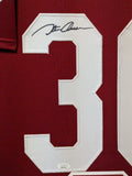 FRAMED OKLAHOMA SOONERS STEVE OWENS AUTOGRAPHED SIGNED JERSEY JSA COA