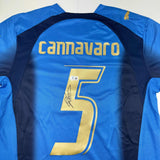 Autographed/Signed Fabio Cannavaro Italy Blue Soccer Futbol Jersey BAS COA