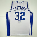 Autographed/Signed CHRISTIAN LAETTNER Duke The Shot White Jersey PSA/DNA COA