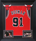 Dennis Rodman Authentic Signed Red Pro Style Framed Jersey BAS Witnessed 2