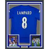 Framed Autographed/Signed Frank Lampard 35x39 Chelsea FC Blue Jersey Beckett COA