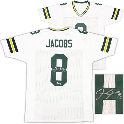 GREEN BAY PACKERS JOSH JACOBS AUTOGRAPHED WHITE JERSEY BECKETT WITNESS 229522