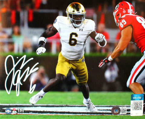 Jeremiah Koramoah Autographed Notre Dame 8x10 Running Photo-Beckett W Hologram