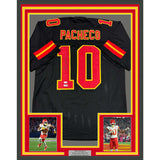 Framed Autographed/Signed Isiah Pacheco 35x39 Kansas City Black Jersey JSA COA