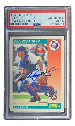 Ivan Rodriguez Signed 1992 Score #700 Texas Rangers Rookie Card PSA/DNA