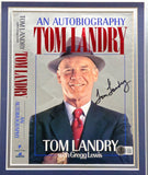 Tom Laundry Autographed Framed 8x9 Book Cover Dallas Cowboys Beckett QR #BM37783