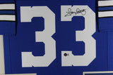 TONY DORSETT (Cowboys blue TOWER) Signed Autographed Framed Jersey JSA