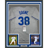 Framed Autographed/Signed Eric Gagne 35x39 Los Angeles LA Grey Jersey JSA COA