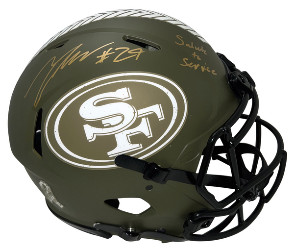 TALANOA HUFANGA SIGNED SAN FRANCISCO 49ERS SALUTE TO SERVICE AUTHENTIC HELMET