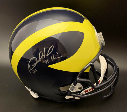 Desmond Howard Signed Michigan Wolverines Full Size NCAA Helmet with "Heisman 91" Inscription PSA/DNA