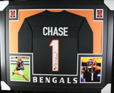 JA'MARR CHASE (Bengals black SKYLINE) Signed Autographed Framed Jersey Beckett