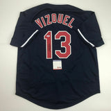 Autographed/Signed OMAR VIZQUEL Cleveland Blue Baseball Jersey PSA/DNA COA Auto