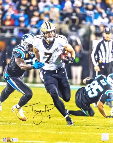 TAYSOM HILL AUTOGRAPHED 16X20 PHOTO NEW ORLEANS SAINTS BECKETT BAS STOCK #177453