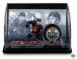 Connor McDavid Autographed Oilers Puck with "Top Tier" Curve Display UDA LE 50