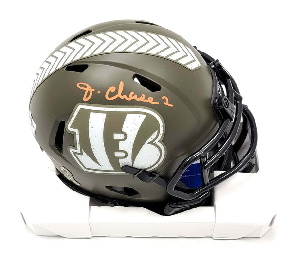 Ja'Marr Chase Signed Cincinnati Bengals Salute To Service Mini Helmet PSA ITP