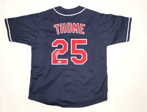 Jim Thome Autographed Cleveland Indians Blue Pro Style Jersey Beckett Witnessed