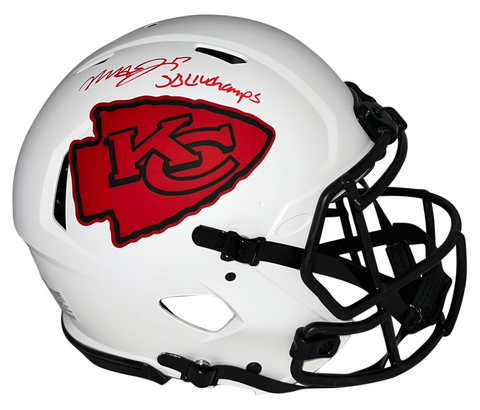 MECOLE HARDMAN SIGNED KANSAS CITY CHIEFS LUNAR AUTHENTIC HELMET W/ SB LIV CHAMPS