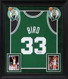 Larry Bird Authentic Signed 1985 Green M&N HWC Swingman Framed Jersey BAS Wit