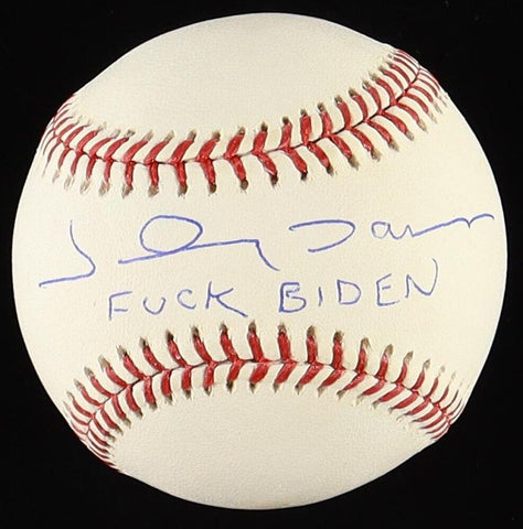 Johnny Damon Signed Official MLB Rawlings Baseball Inscribed F**k Biden /Beckett