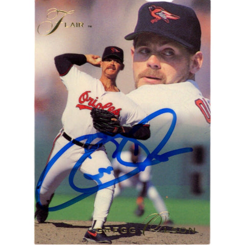 Gregg Olson Autographed/Signed 1990 Fleer #155 Trading Card Beckett 48115