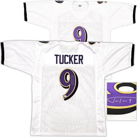 BALTIMORE RAVENS JUSTIN TUCKER AUTOGRAPHED SIGNED WHITE JERSEY JSA STOCK #232738