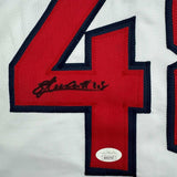 Framed Autographed/Signed Emmanuel Clase 35x39 Cleveland White Jersey JSA COA