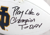 Chase Claypool Signed Notre Dame Logo Football w/Play Like a Champ-Beckett WHolo