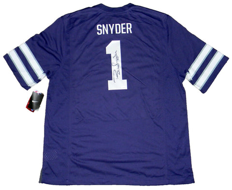 BILL SNYDER AUTOGRAPHED SIGNED KANSAS STATE WILDCATS #1 PURPLE NIKE JERSEY JSA