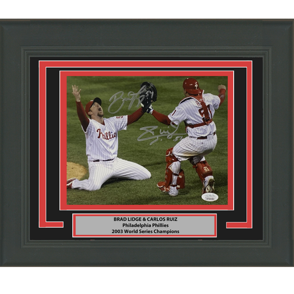 FRAMED Autographed BRAD LIDGE CARLOS RUIZ 2008 World Series 8x10 Photo JSA COA