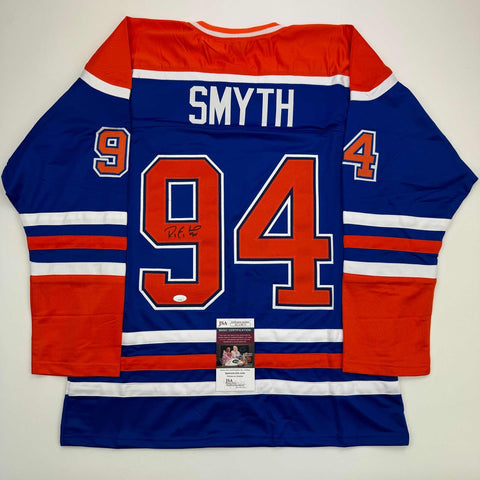 Autographed/Signed Ryan Smyth Edmonton Blue Hockey Jersey JSA COA