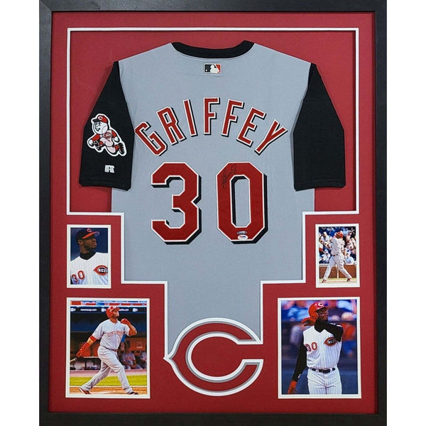 Ken Griffey Jr. Autographed Signed Framed Grey Cincinnati Reds Jersey UDA