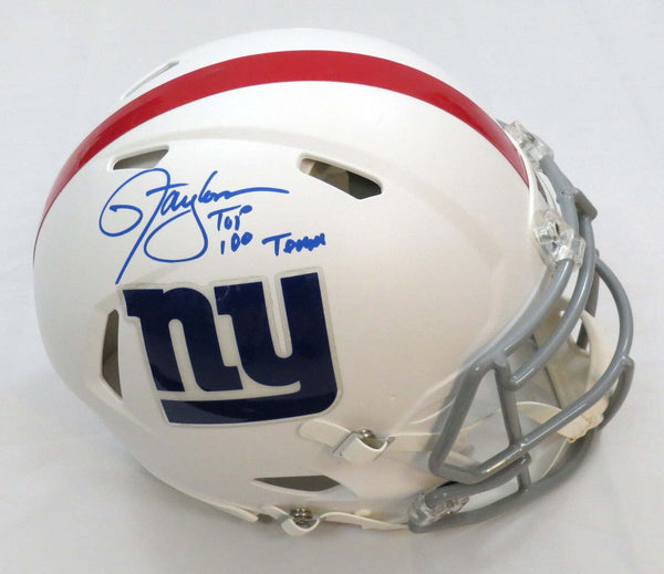 Lawrence Taylor Signed Giants Riddell Flat White Authentic Helmet W/100 Team BAS