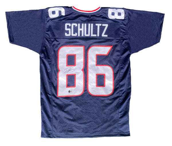 Dalton Schultz Autographed Houston Texans Custom Blue Jersey Beckett